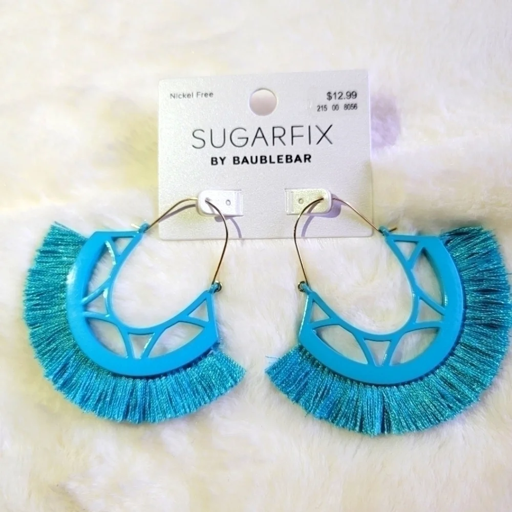 Sugarfix by Bauble Bar Blue Fringe Hoops